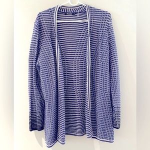 Nic + Zoe Blue and White Cardigan Size L